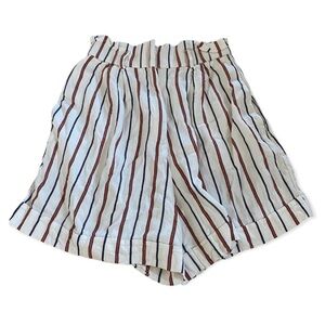 H&M Striped Linen High Waisted Paperbag Shorts Women’s Size 0